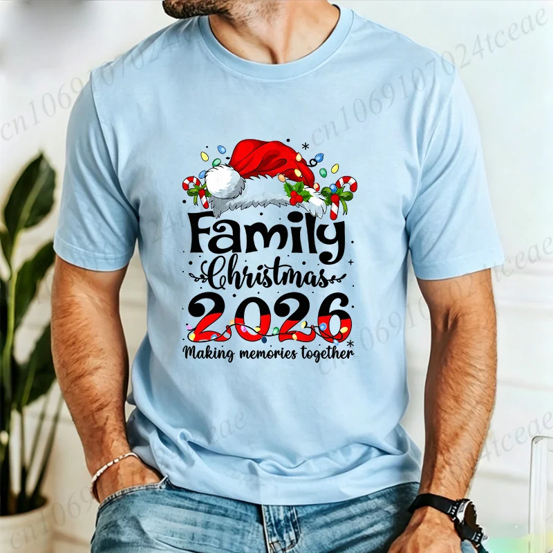 Family Christmas 2026 Graphic T-shirt Making Memories Together Santa Hat Xmas Family Matching Tee Unisex Christmas Party Tops