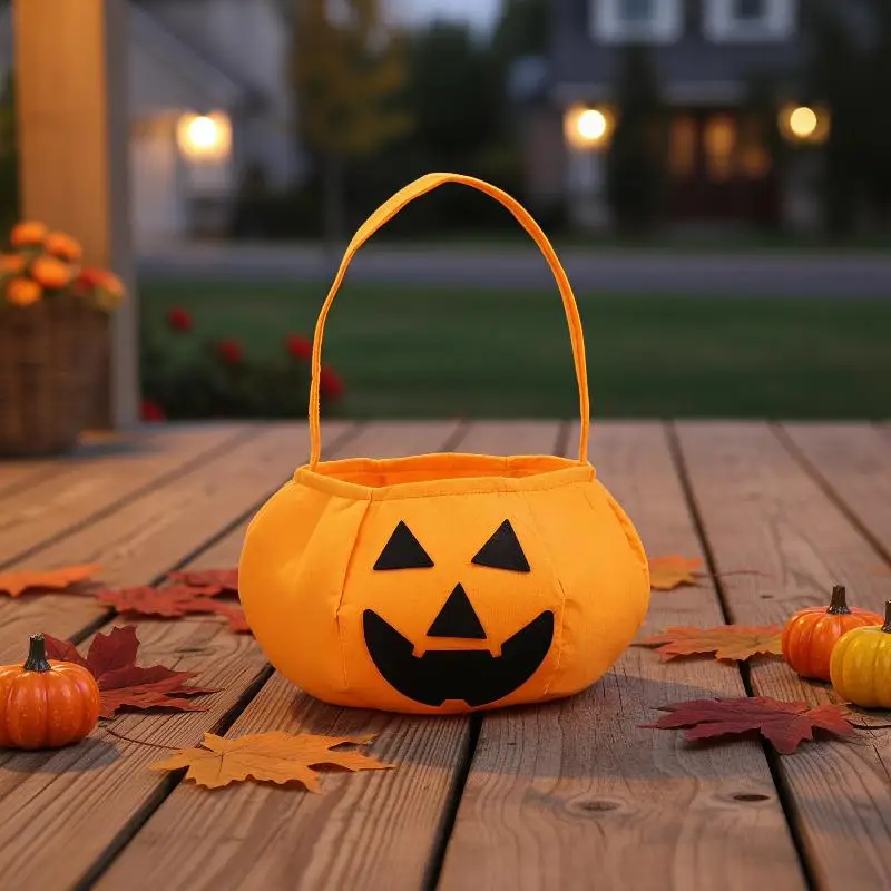 Gifts Pouch Halloween Candy Bag Trick Or Treat Handbag Trick-Or-Treat Candy Basket Lightweight Ghost Pumpkin Candy Bucket Gift