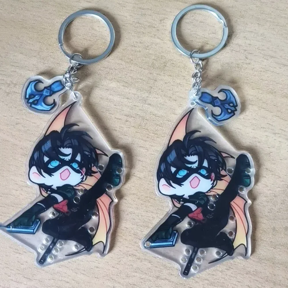 Anime Tim Drake Red Robin Cosplay Key Chain Acrylic Keychain Cartoon Figures Model Bag Pendant Keyring Accessories