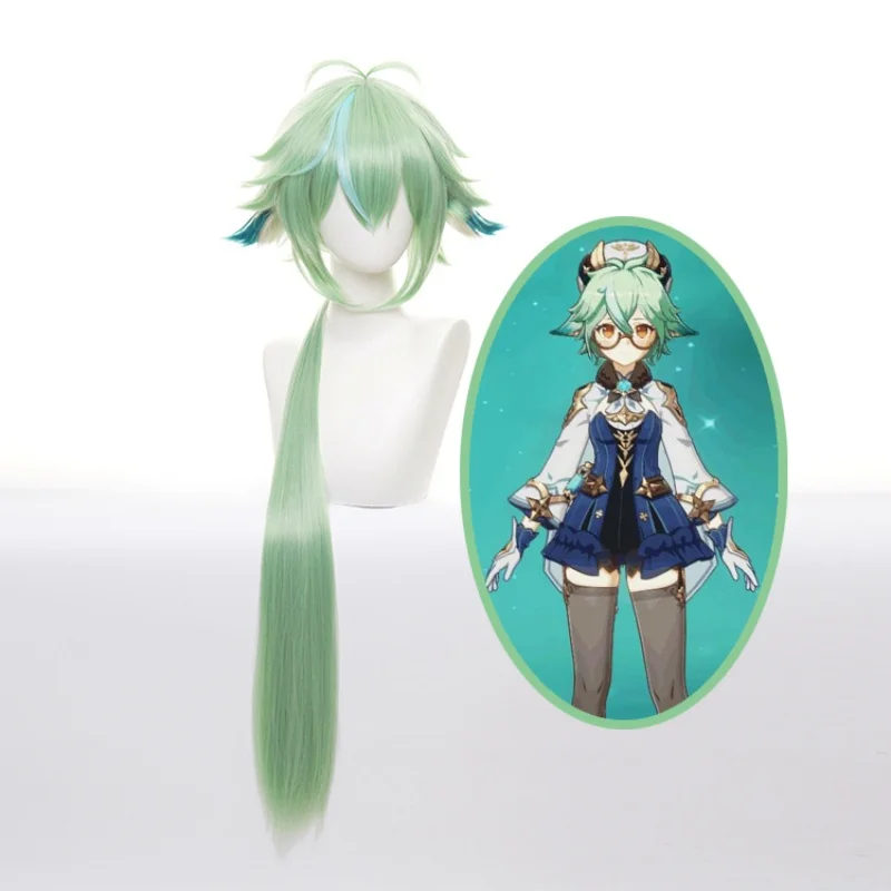 

Sucrose Cosplay Wig Genshin Impact Cosplay Green High Temperature Resistant Synthetic Hair with Free Wig Cap