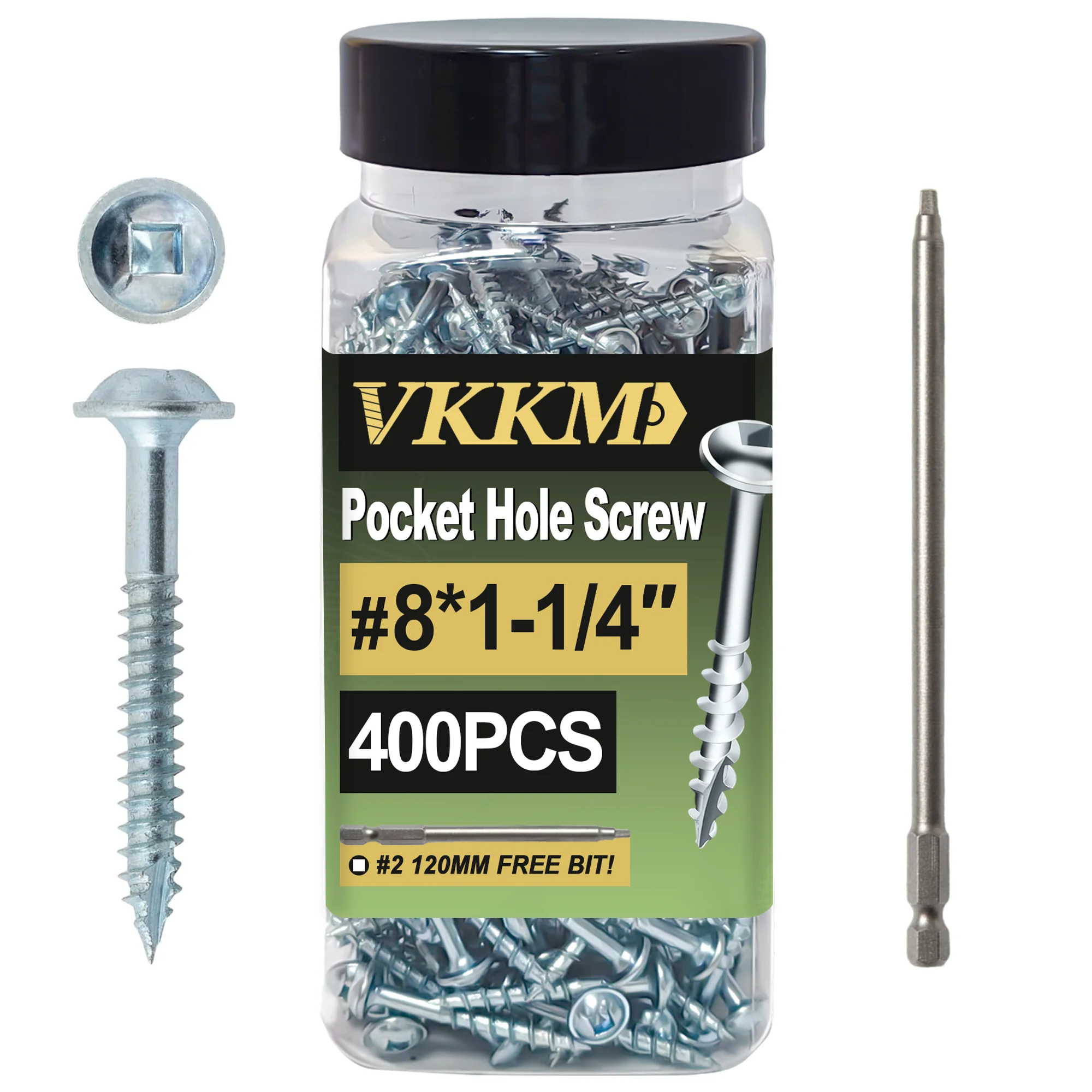 

ВКККМ # 8*1-1/4 400 шт. самосверлящие винты с квадратным приводом и свободным сверлом — оцинкованные, потайная головка для дерева/металла