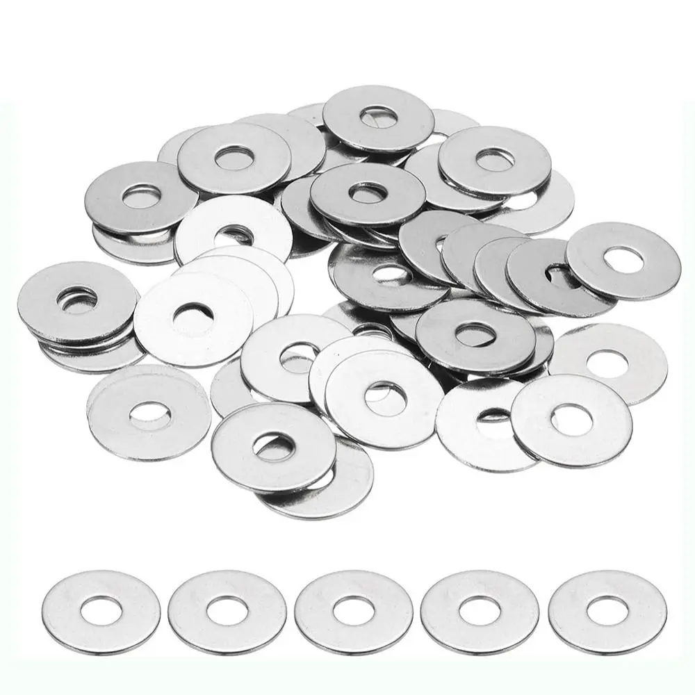 

100PCS Multi-sizes Flat Washers High Strength Stainless Steel Baffle Washer Thickening Enlargement Plain Washer for Screws Bolts