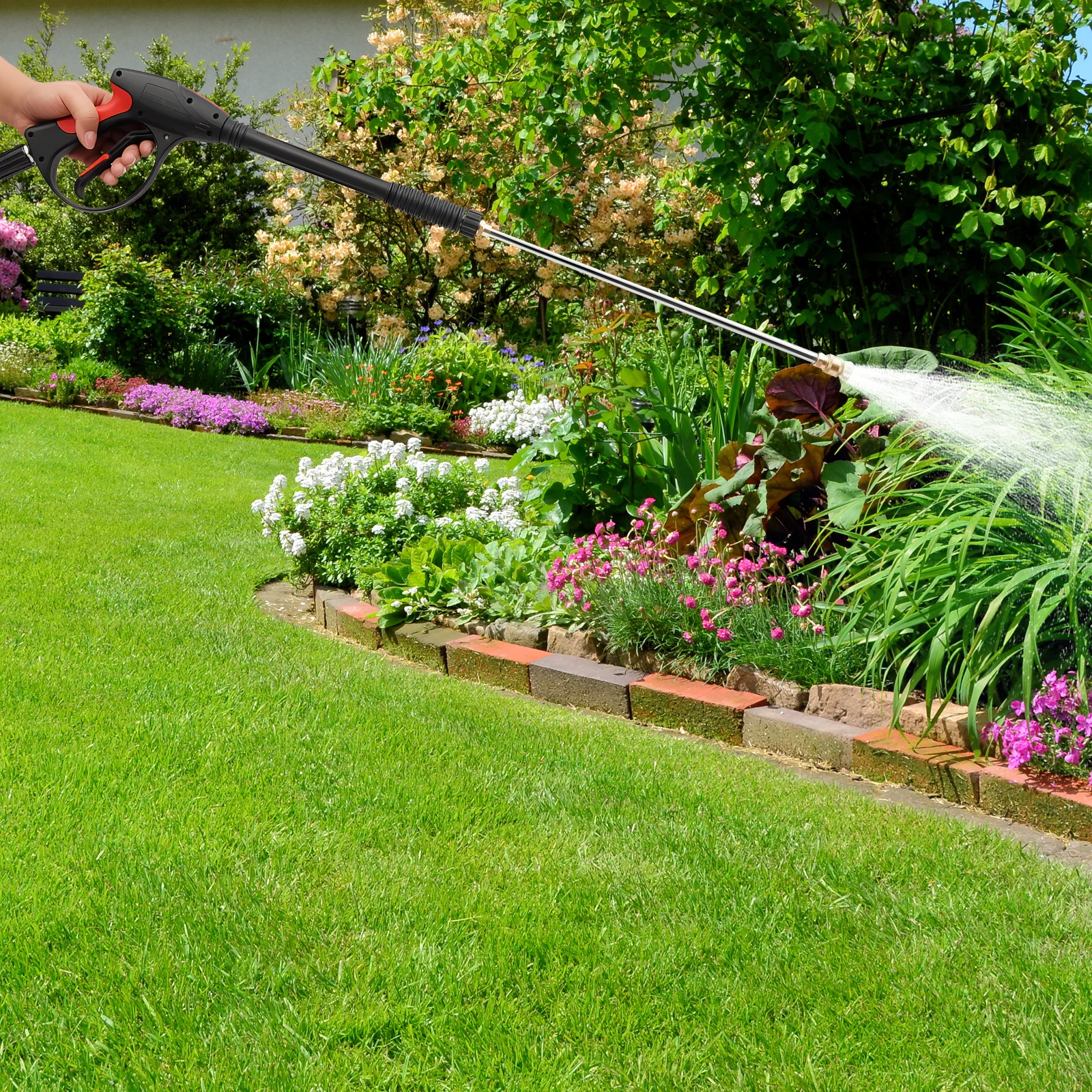 3000PSI高圧洗浄機ガン 電動コードレス高圧洗浄機 5種類のノズルチップと26フィートホース付き 車両洗浄用