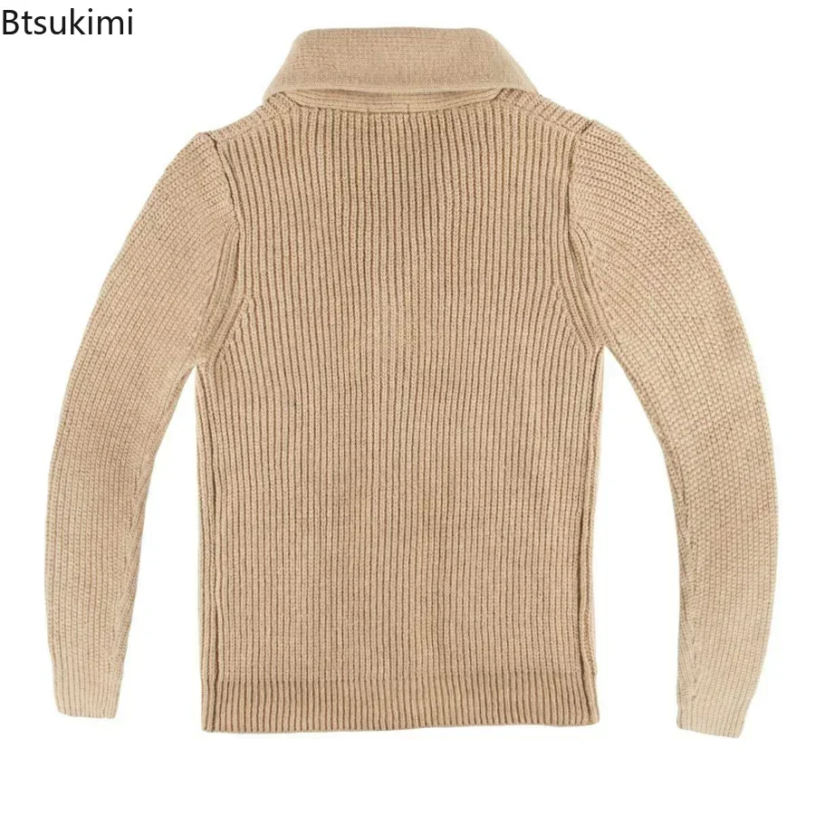 New 2024 Autumn Winter Men Shawl Collar Cardigan Sweater Classic Male Warm Sweater Cotton Pullover Mens Knitwear Clothes Male