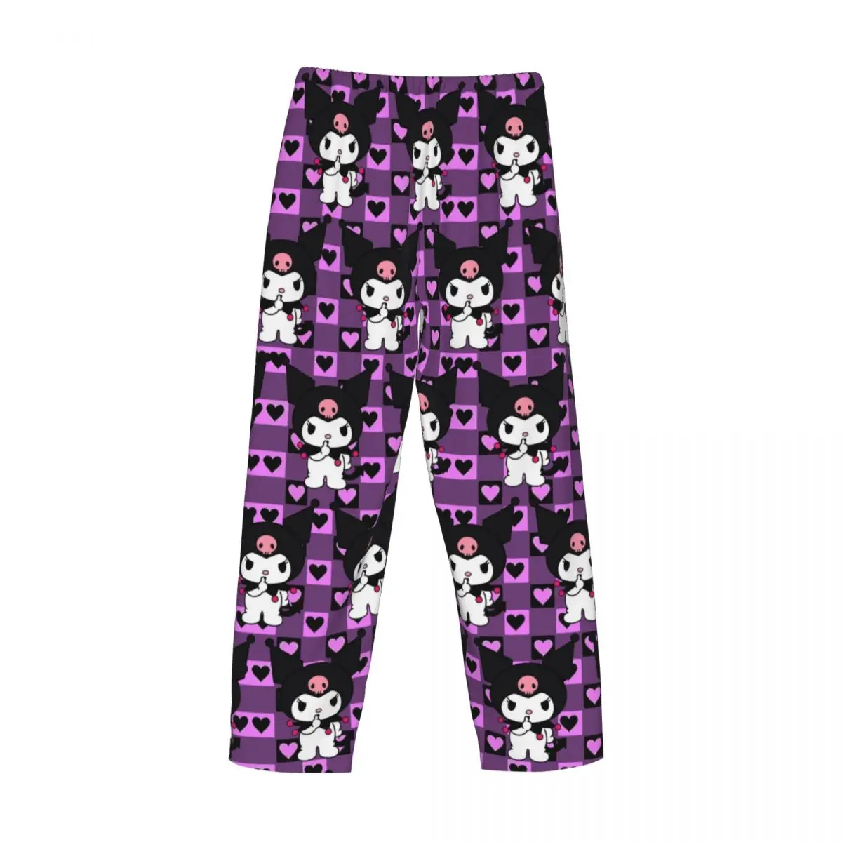 Pantalones de pijama personalizados Kuromi, bonitos, sin gestos parlantes, ropa de dormir, cinturilla elástica para hombre, pantalones de salón para dormir Kawaii con bolsillos