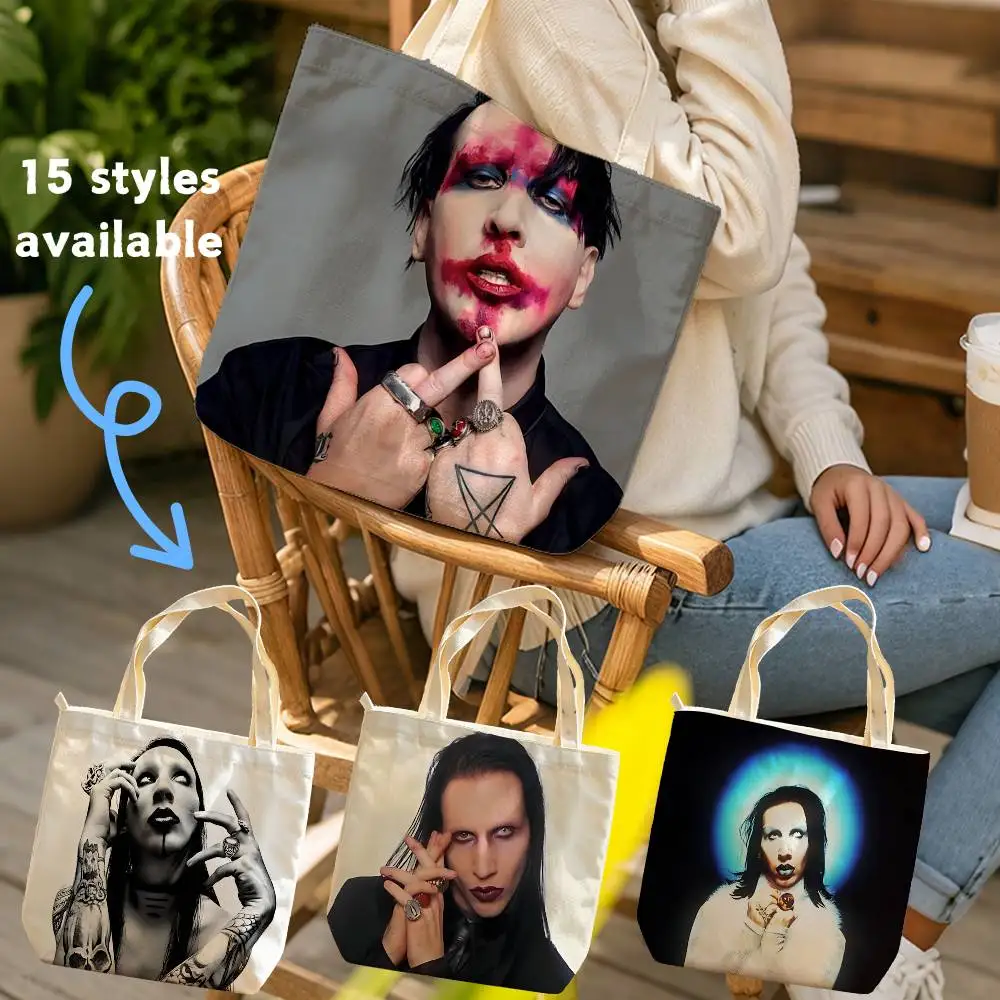 Shock Rock M-Marilyn MansonS Waterproof Lined Canvas bags suitable for going to class, shopping, gifts, and commuting