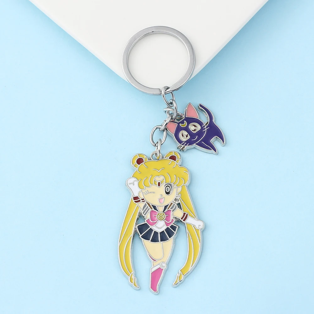 Llavero con Colgante de Sailor Moon, Accesorio de Anime para Mujeres, Adorno para Mochila, Regalo