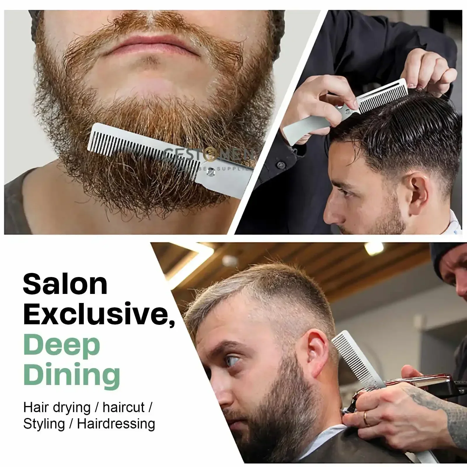 새로운 Type1/2PCS 휴대용 강철 빗 접는 포켓 수염 빗 남성용 오일 헤드 헤어 스타일링 빗 살롱 이발사 도구 이발