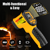 Infrared Thermometer Gun 800℃ (-58°F~1472°F) Non-contact Temperature Gun Adjustable Emissivity High/Low Temp Alert for Cooking