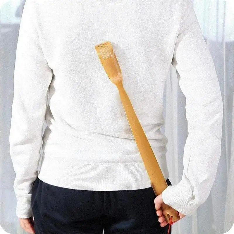 Bamboo Back Scratcher Massager for Elderly - Anti-Itch Body Scraper Stick, Health Care Tickling Product