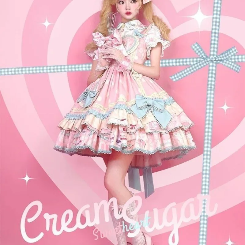 

Японское платье JSK в стиле Sweet Lolita для женщин, с бантом, мультяшным принтом, девичье, кавайное, для вечеринок, платье принцессы без рукавов, в стиле Харадзюку, 2026