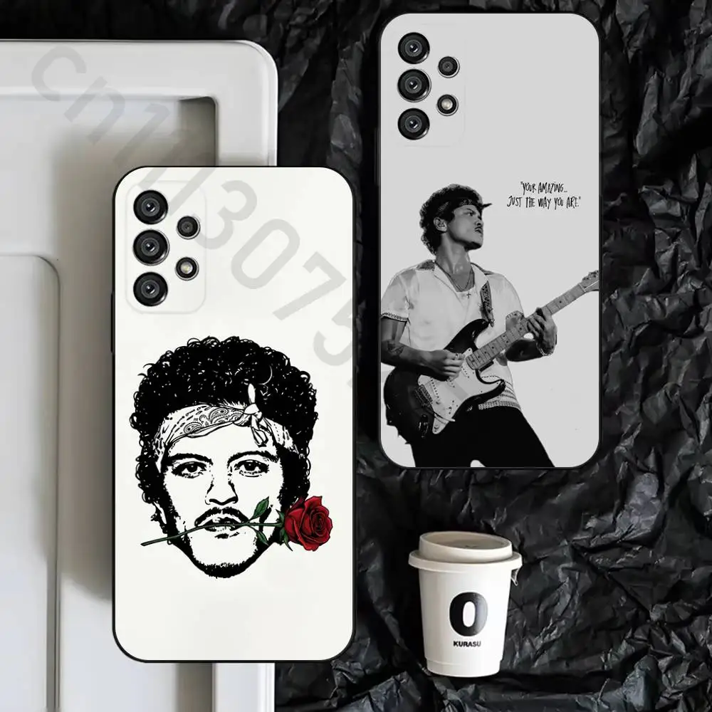 B-Bruno Mars Phone Case For Samsung S9,S10,S20,S10,S21,S25,S24,S23,Ultra,FE,Plus,Lite,Soft Silicone Black Cover