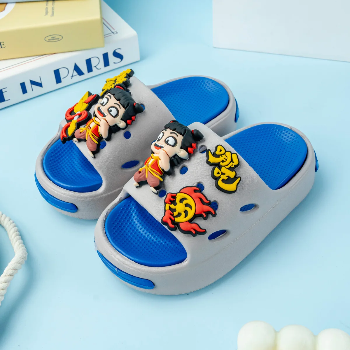 

New Popular Cartoon Nezha Versatile Boys' Eva Slippers Fashionable Double Soft-Soled Non-Slip Sandals 831