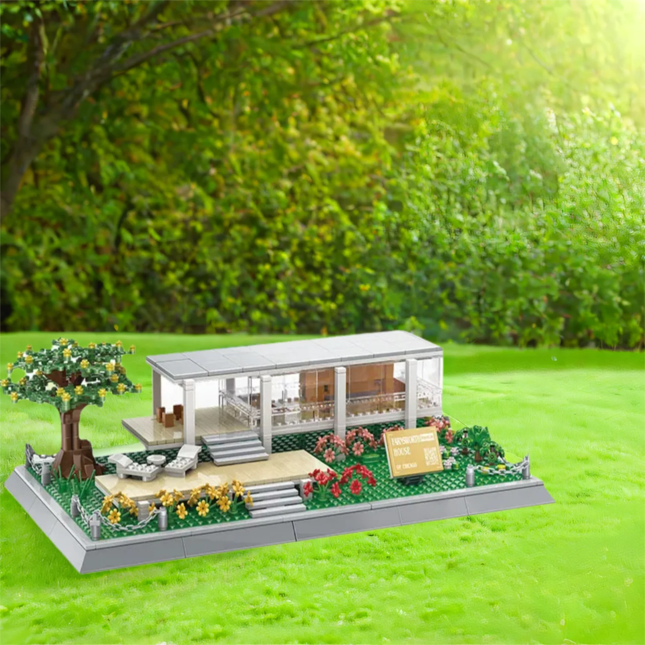 

Соединенные Штаты Илллинойс Современная комната Строительный блок Фарсворта Дом Строительные наборы Кирпичи Модель Архитектура Игрушка для подарков