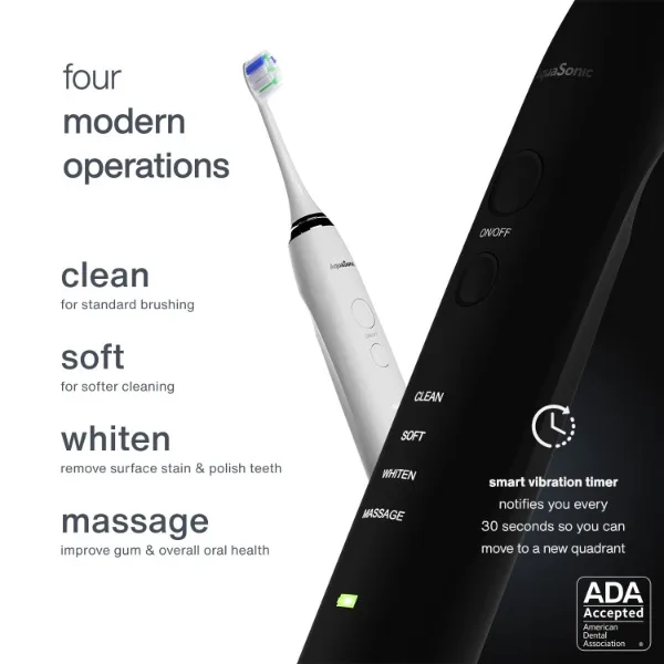 AquaSonic DUO PRO – Ultra Whitening 40,000 VPM Electric ToothBrushes – ADA Accepted - 4 Modes with Smart