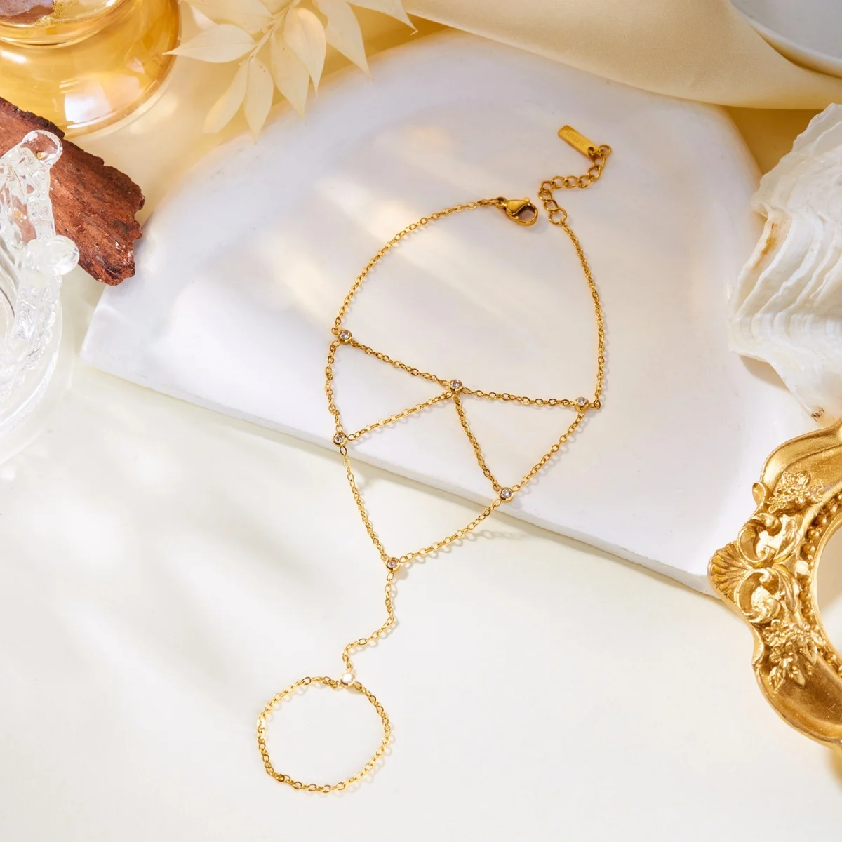 Minimalistische runde Zirkon-Fingerarmbänder aus Edelstahl für Damen und Herren, geometrischer ovaler Kristall-Blumenring, Armreif, Hochzeitsschmuck – Detail 23