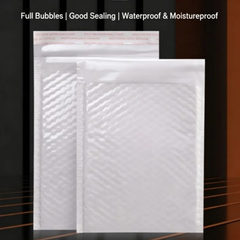 50pcs White Pearl Film Bubble Bag With Foam Lining Self Adhesive Waterproof Shipping Bag Packaging And Mailing