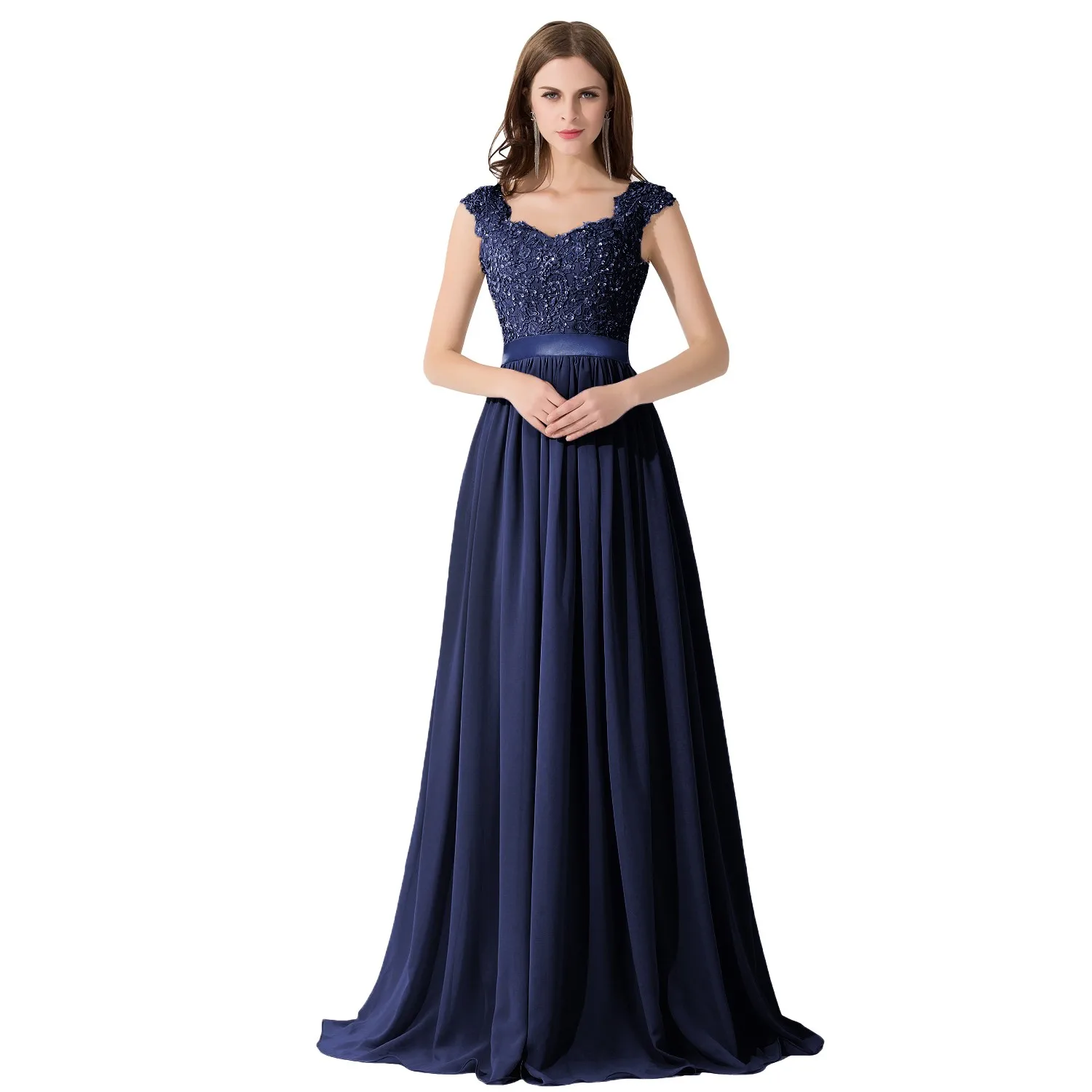 BABYONLINE Elegant Mother of Bride Dresses Beading Pearls Bodice Chiffon  A Line Skirt Floor-length Gown Wedding Party  Gowns