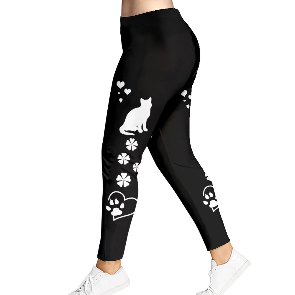 Cute Cat Print Leggings pantaloni da Yoga Streetwear donna Leggings da palestra a vita alta donna Sexy collant Push Up pantaloni sportivi morbidi