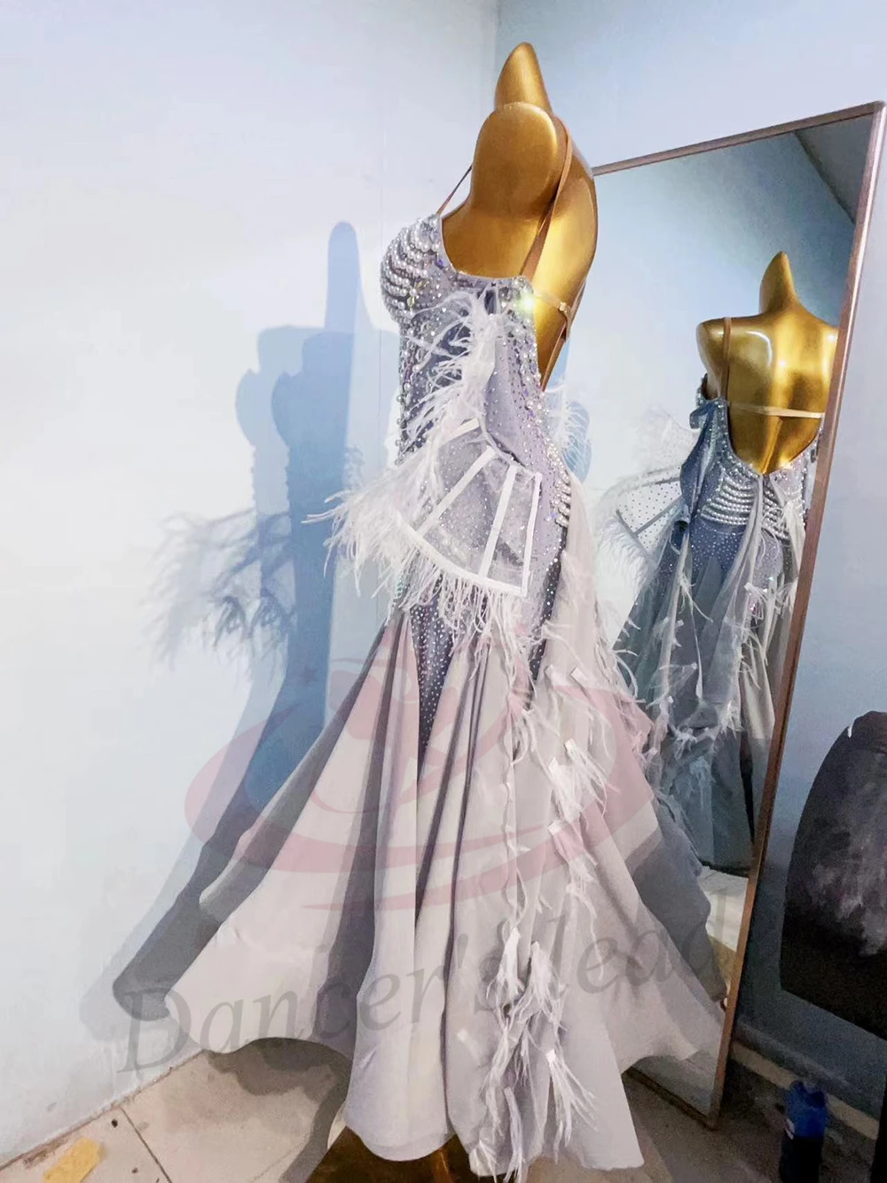 Costume da ballo latino AB Stone Donna Adulto Bambini Fascia alta personalizzata Reggicalze di perle Gonna moderna Abito da samba da piscina nero