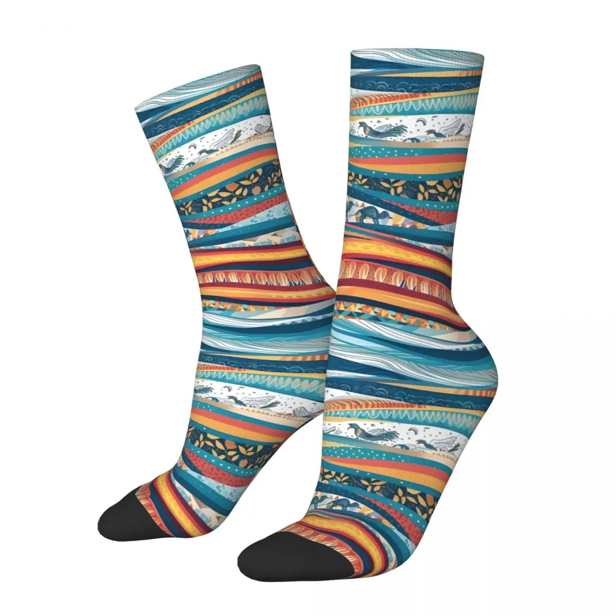 Funny Men's Socks African Quilt Patterns Vintage Hip Hop Crazy Crew Sock Gift Pattern Printed