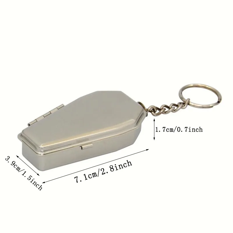 Mini Casket Ashtray with Keychain Stylish Windproof Metal Cool Ashtray Portable Coffin Car Keychain Ash Organizer for Camping