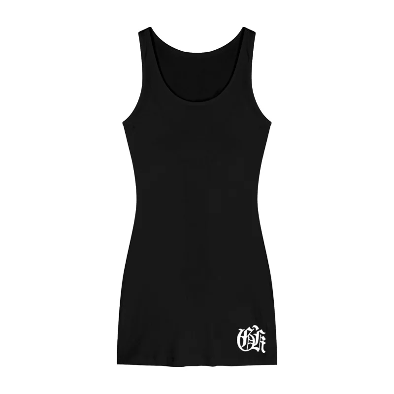 Rib Cotton Printed Slim Tank Top Sexy Bodycon Ribbed Cami Top Summer Stretch Sleeveless Top Longline Mid Tank For Women