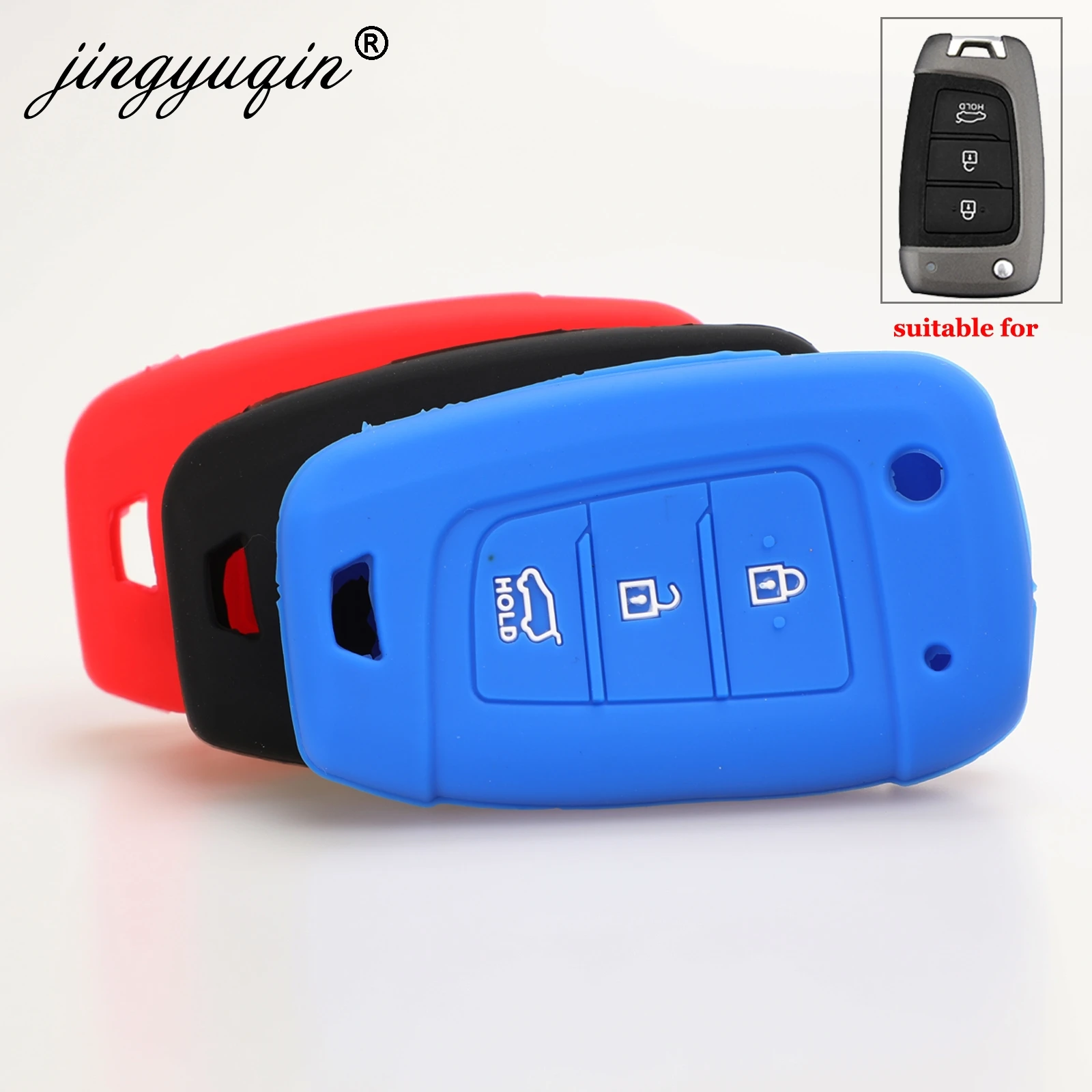 jingyuqin Car Flip Key Case Silicone for Hyundai Elantra Solaris 2016 2017 2018 3/4 Buttons Folding Remote Key Cover