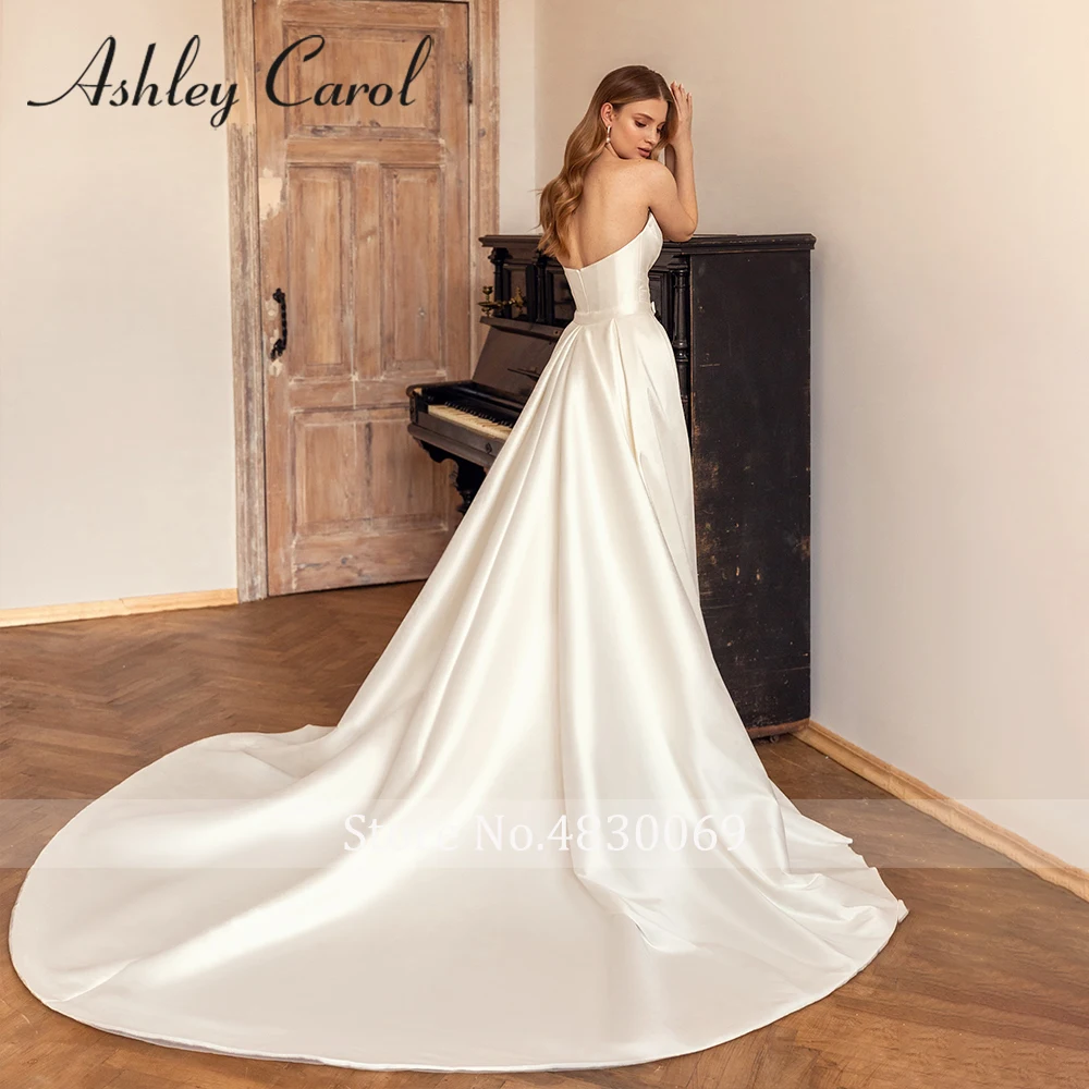 Ashley Carol 2 In 1 Mermaid Wedding Dress 2023 Satin Simple Sweetheart Detachable Train Charming Wedding Gown Vestidos De Novia