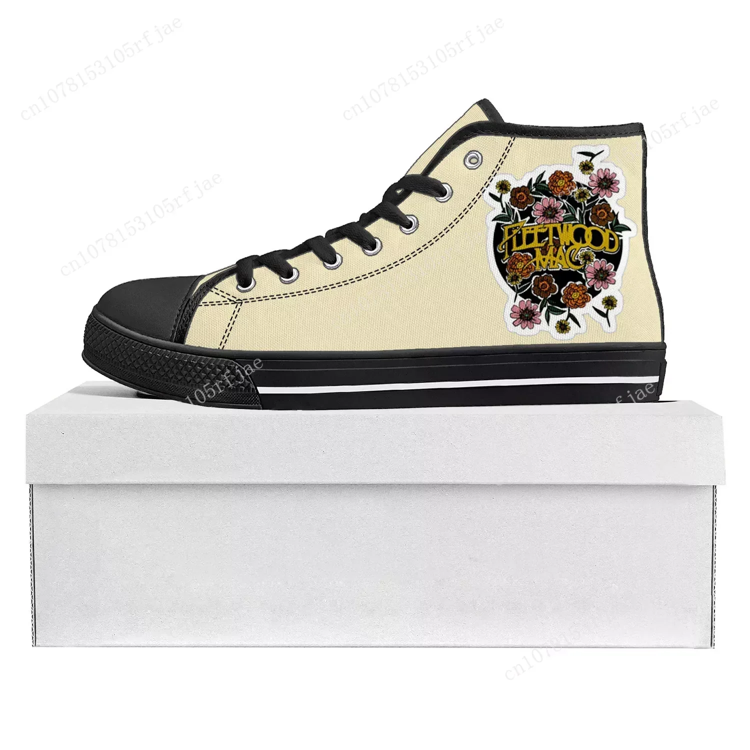 Fleetwood Mac High Top High Quality Sneakers Mens Womens Teenager Canvas Sneaker Couple Shoe Rock Band Custom Shoe Black