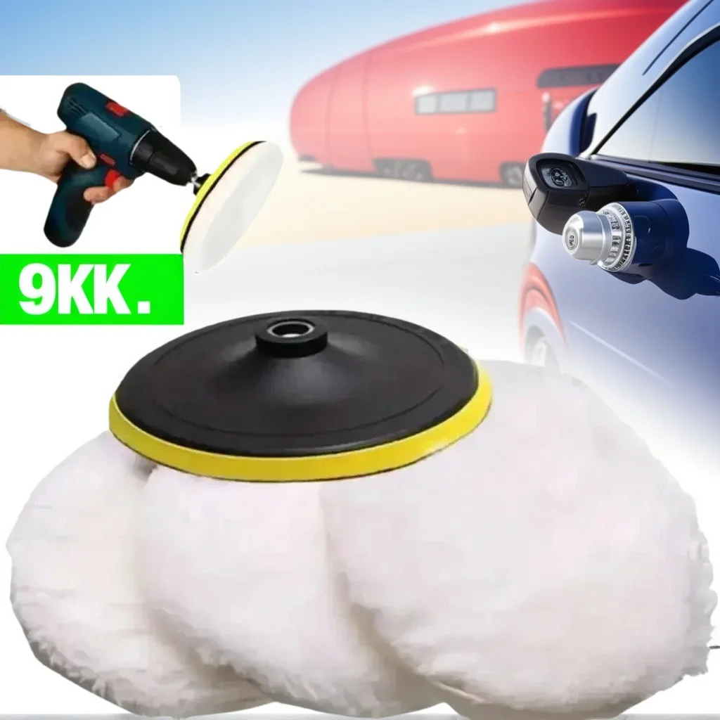 طقم تلميع السيارات مكون من 5 قطع - قرص إسفنجي لإزالة الشعر بالشمع مقاس 3/4/5 بوصة وعجلة صوف للعناية بالطلاء التلقائي #1