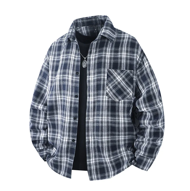 

2026 Spring New Plaid Long Sleeves Shirts for Men Japan Korean Fashion Summer Thin Casual Loose Men's Shirt Coat Men Clothing