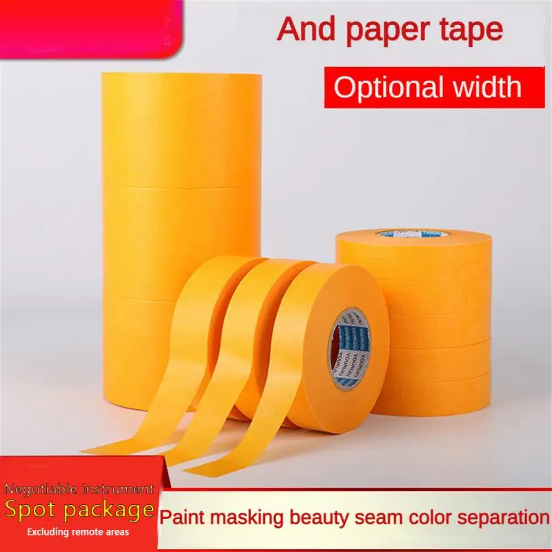 Yellow Paper Tape High Viscosity Spray Paint Masking Protection Beauty Seam Color Separation And Paper Masking Paper 50 Meters 