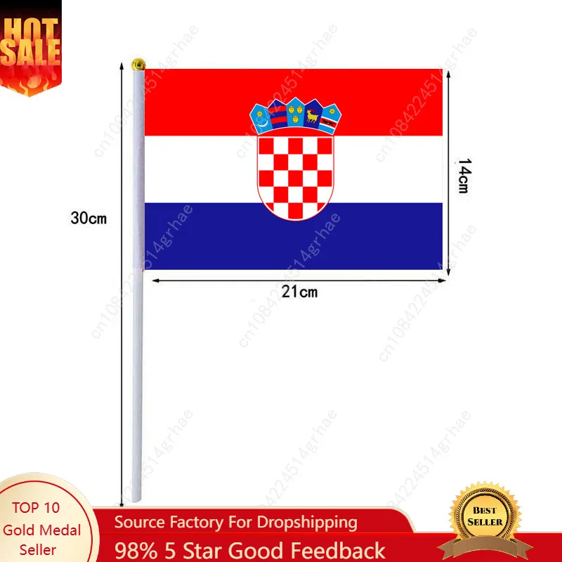 クロアチア手旗 クロアチア国旗 小型ミニ手持ち旗 10枚入り 14x21cm ワールドカップ スポーツイベント応援用手持ち旗