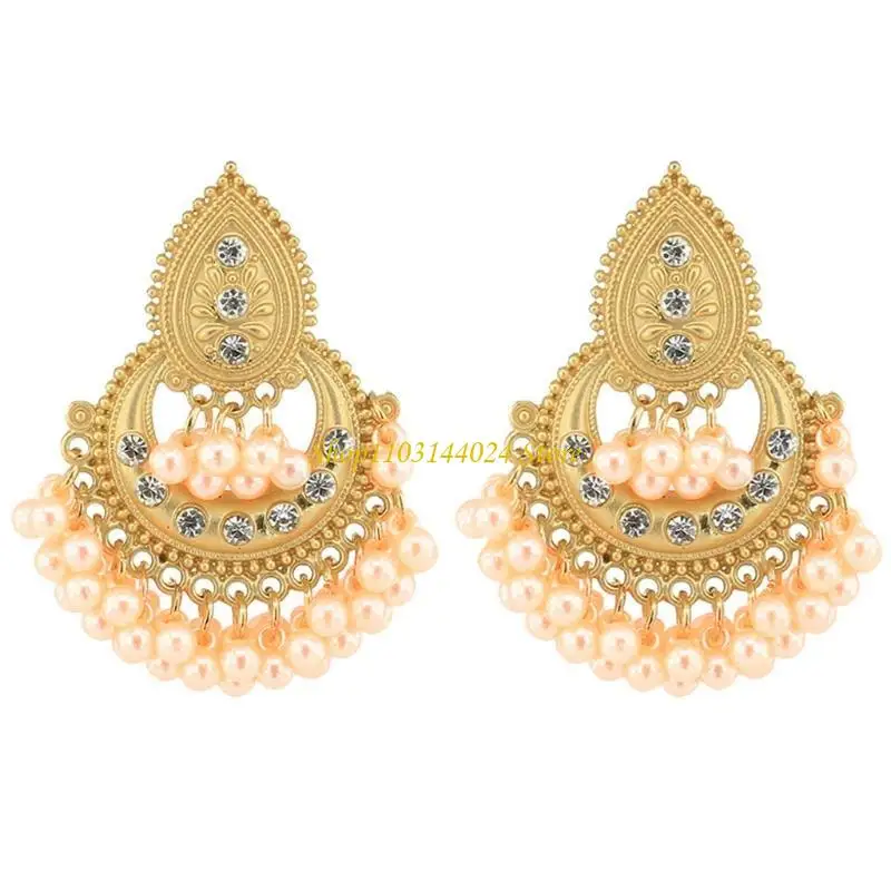 N5KE على الطراز الوطني القرط البوليوود الهندي كوندان الطاووس إسقاط هدية المجوهرات #4