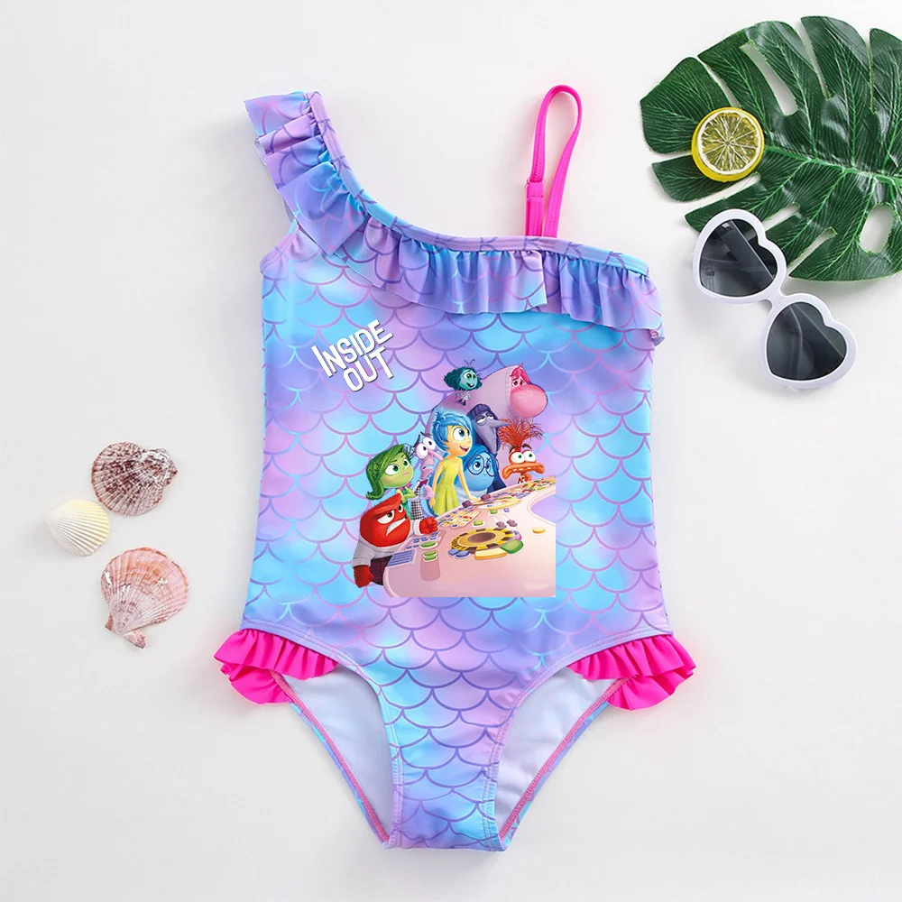 

Inside Out Girls Swimsuit Mermaid Fish Scale One-Piece Bathing Suits Children's Dresses Swimwear Beach Suit Kids Wear