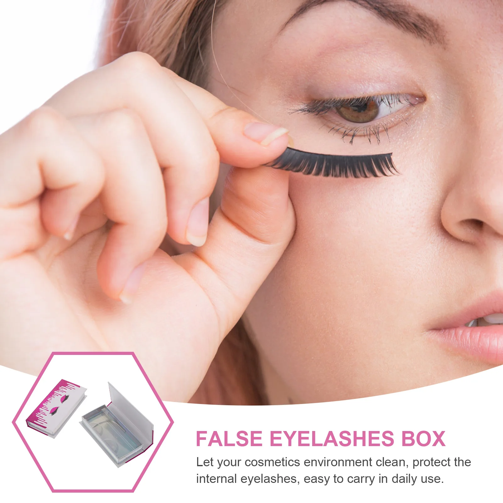 2Pcs Falsche Wimpern Box Schöne Papier Wimpern Lagerung Organizer Leichte Praktische Große Kapazität Einfach Öffnen Falsche Wimpern