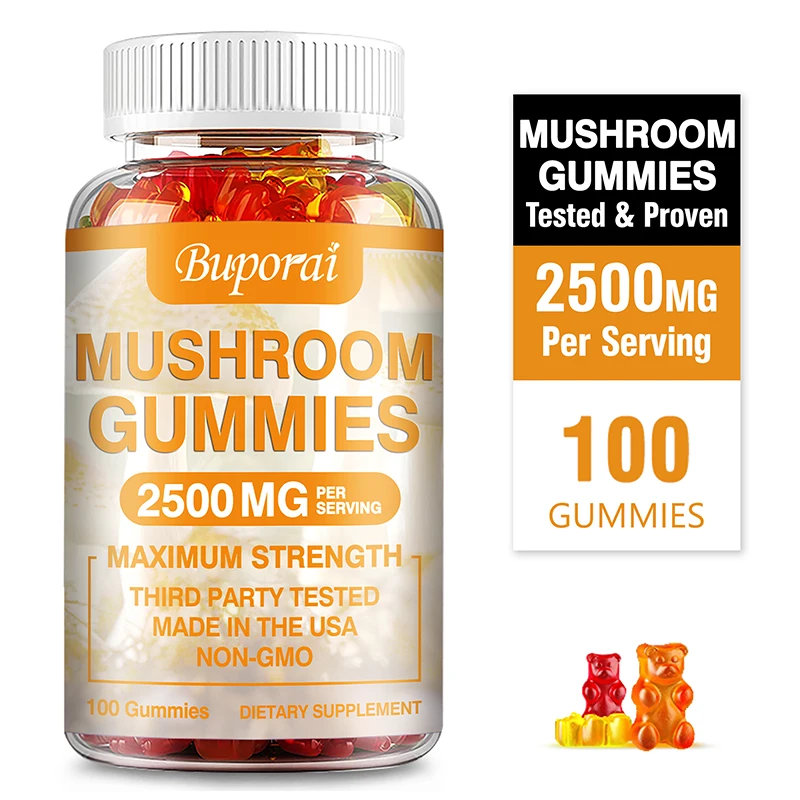 

Mushroom Gummies - Reduce Stress and Anxiety, Brain Health, Enhances Memory and Concentration, Immune Support