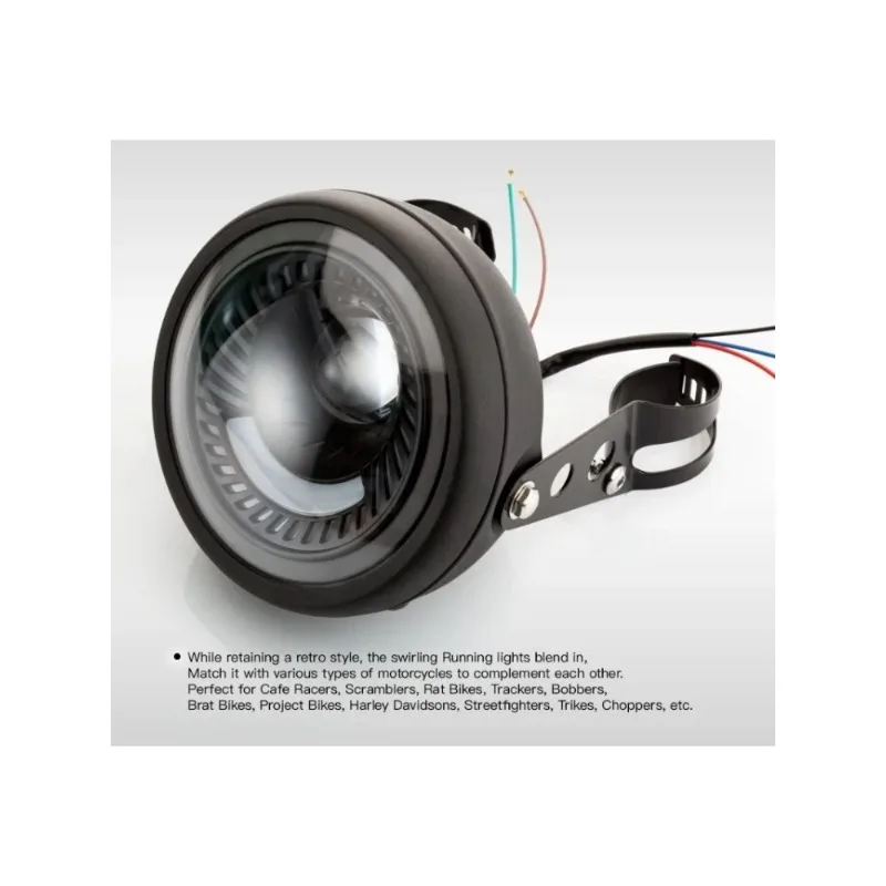 6.5in Motorcycle Headlight LED Round Head Lamp Spiral Side Mount Bracket High Low Beam for Choppers Cafe Racer фара на мотоцикл