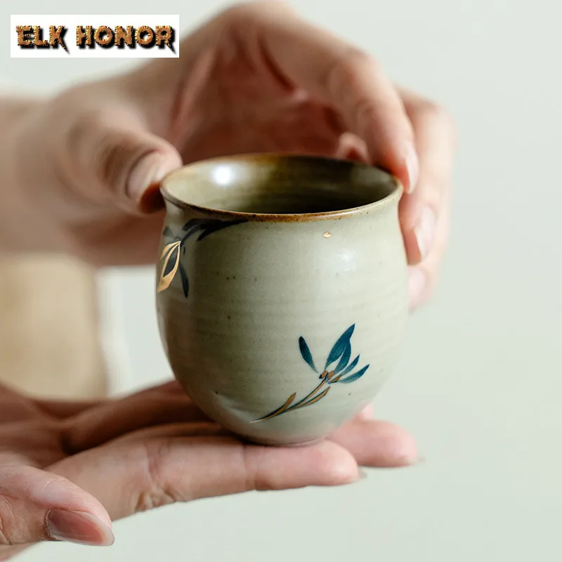 

2pc/lot Hand-painted Butterfly Orchid Teacup Japanese Tea Bowl Mug Tea-tasting Smelling Cup Chazhan Master Cups Decorations 90ml