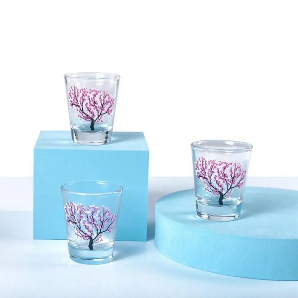 2oz Glass Wine Glass Color Changing Glass Water Cup Sakura Blossom Pattern Color Changing Baijiu Cup