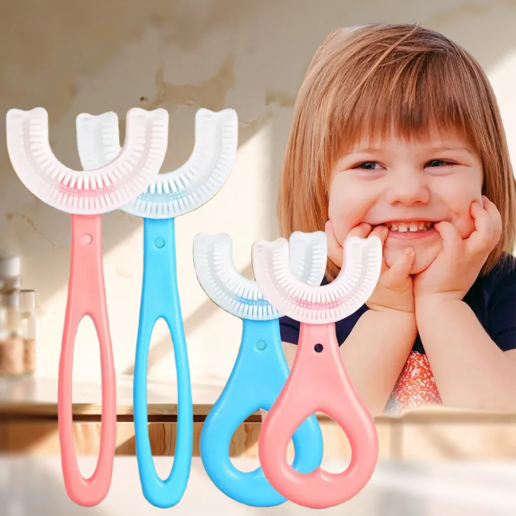 Baby Toothbrush Children 360 Degree U-shaped Child Toothbrush Kids Teeth Oral Care Soft Silicone Baby Brush Teethers Cleaning