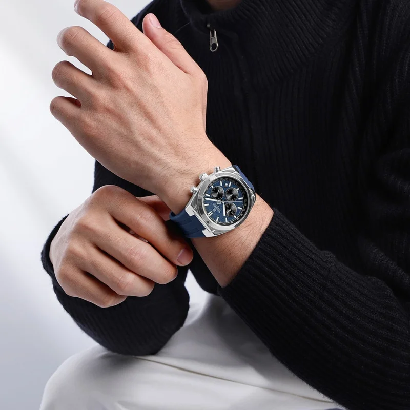 Men's Multifunctional Chronograph Silicone Strap Watch