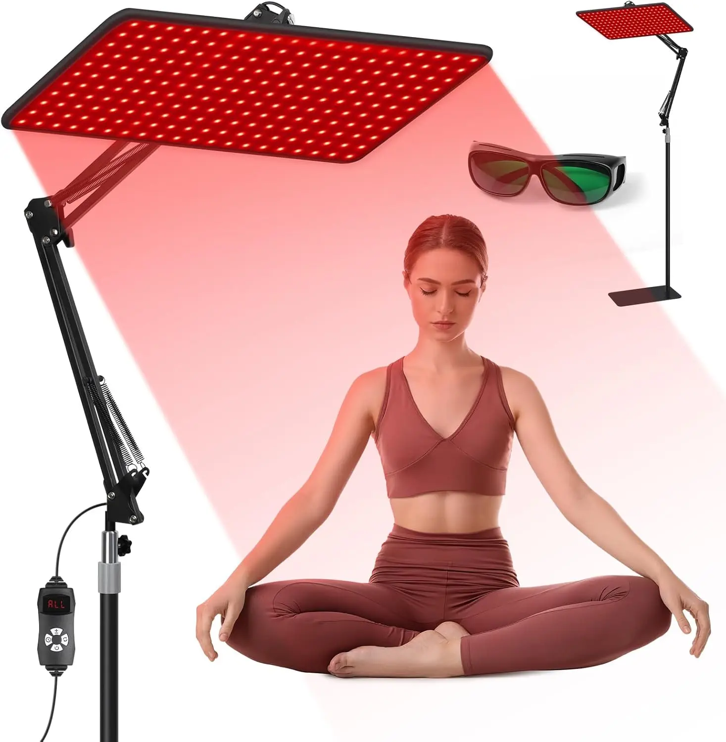 Red Light Therapy Lamp for Body and Face, 660nm 850nm 940nm Infrared Panel with Stand, Home Use Gift