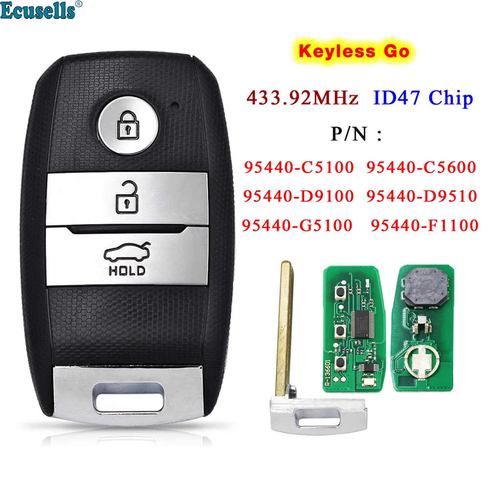 

Ecusells Smart Remote Key 95440-F1100,95440-G5100,95440-D9510,95440-D9100,95440-C5100,95440-C5600 for Kia Sorento Sportage Niro