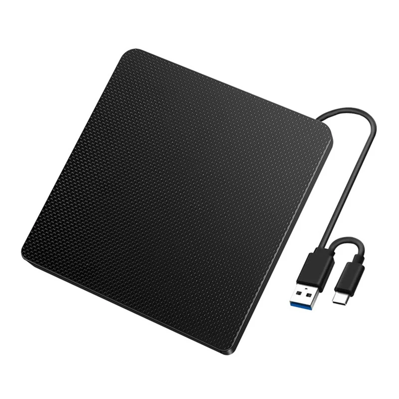 USB Portable DVD Drive USB3.0+Type-C Slim External DVD/CD/VCD Optical Drive Burner For Desktop Laptops