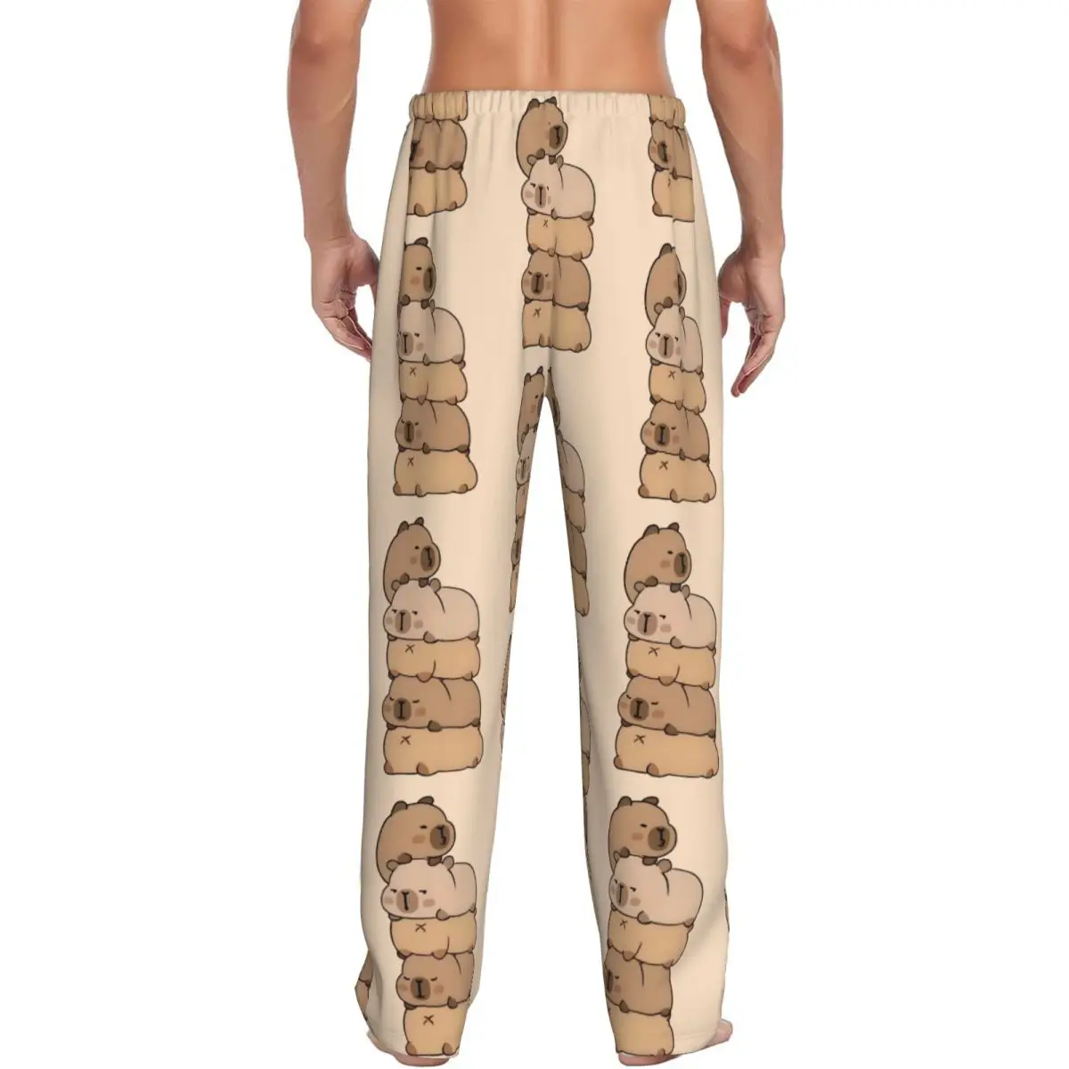 맞춤 프린트 남성용 카피바라 파자마 바지 귀여운 애니메이션 잠옷 포켓이 있는 슬립 라운지 바지