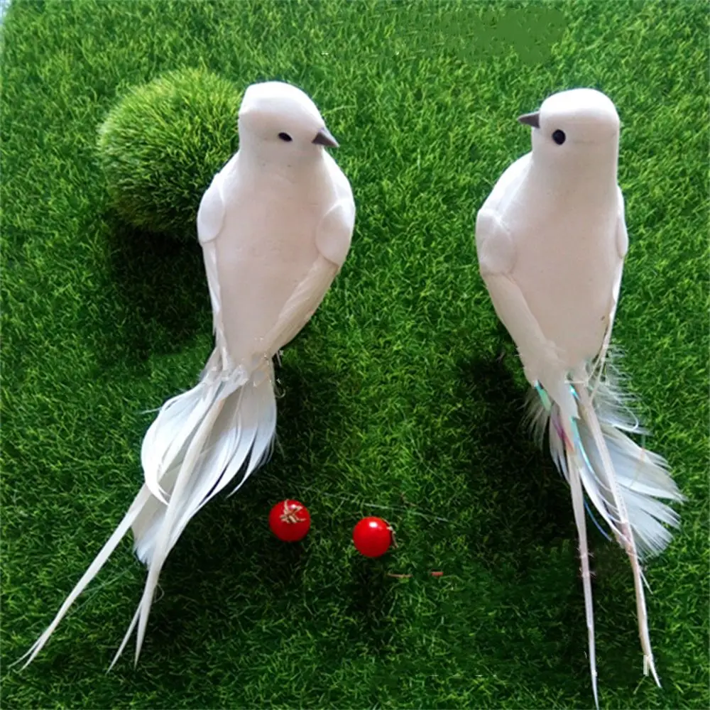 1pc Halloween Fake Dove Artificial Foam Feather Mini White Bird Craft Bird Ornament Decor Party Supplies