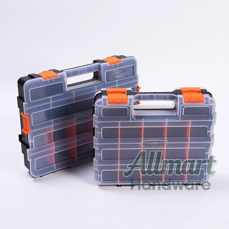 Thick and durable double-sided open handle parts box, plastic screw accessories classification toolbox, parts box storage box