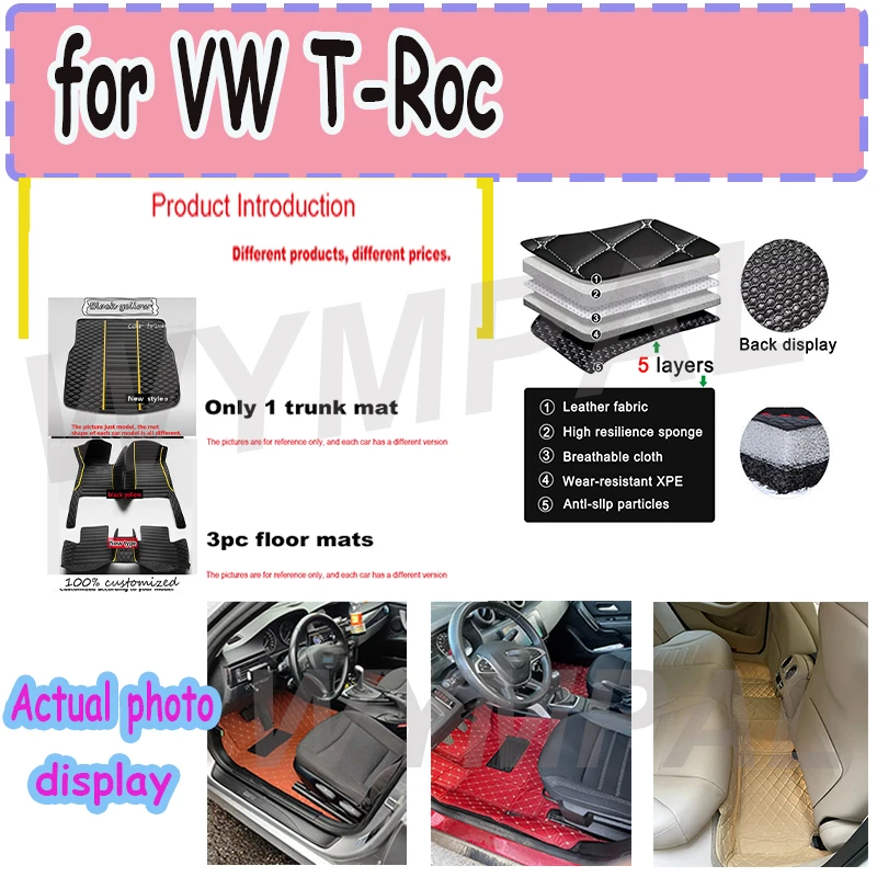 Tapetes de carro de luxo para vw vw T-Roc a11 ac7 2018 2019 2020 tapete automotivo à prova d'água para carro tapetes de carro acessórios de carro